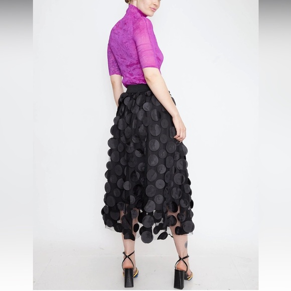(last 2) Thea Noir - black polka dot sheer runway luxury tulle long a-line skirt - Picture 5 of 9